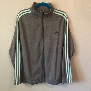 adidas Gray Jacket with Mint Stripe Accents